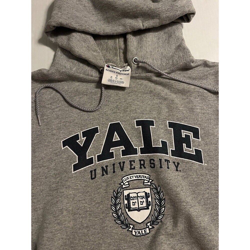 VINTAGE Yale University Champion Hoodie Sweatshirt SMALL Ivy Crest NCAA College